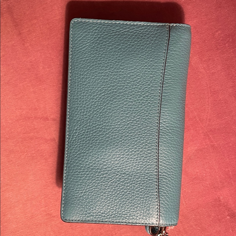 Coach turquoise Leather wallet crossbody Bag NWT estate sale - Picture 5 of 5